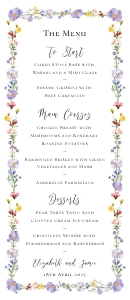 Meadow Blossom - Wedding Menu - Rack Card - 3.67 x 8.5 in: Meadow Blossom - Slim Wedding Menu