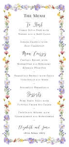 Meadow Blossom - Wedding Menu - DL - 9.9 x 21 cm: Meadow Blossom - Slim Wedding Menu