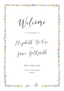 Meadow Blossom - Bordered Welcome Sign - A1 59.4 x 84.1 cm: Meadow Blossom - Bordered Wedding Welcome Sign