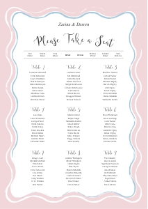 Chic Ripple - Table Plan - A2 - 42 x 59.4 cm: Chic Ripple - Seating Chart