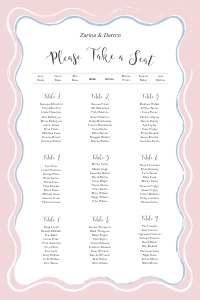Chic Ripple - Table Plan - 24 x 36 in: Chic Ripple - Seating Chart