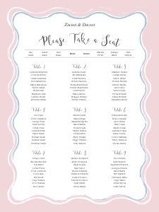 Chic Ripple - Table Plan - 18 x 24 in: Chic Ripple - Seating Chart