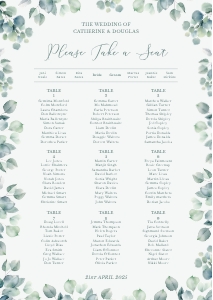 Eucalyptus Elegance - Table Plan - A2 - 42 x 59.4 cm: Eucalyptus Elegance - Seating Chart