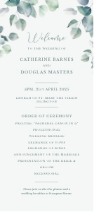 Eucalyptus Elegance - Slim Wedding Program - 4 x 9 in: Eucalyptus Elegance - Slim Wedding Program