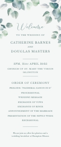 Eucalyptus Elegance - Slim Wedding Program - 3.5 x 8.5 in: Eucalyptus Elegance - Slim Wedding Program