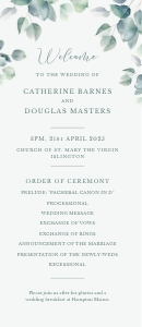 Eucalyptus Elegance - Slim Wedding Program - 'Rack Card' 3.67 x 8.5 in: Eucalyptus Elegance - Slim Wedding Program