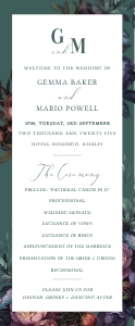 Baroque Peony - Slim Wedding Program - 3.5 x 8.5 in: Baroque Peony - Slim Wedding Program