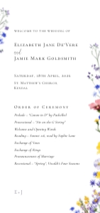 Meadow Blossom - DL (ISO) Wedding Program - 9.9 x 21 cm: Meadow Blossom - Slim Wedding Program