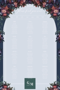 Still Bloom - Table Plan - 24 x 36 in: Baroque Peony - Table Plan