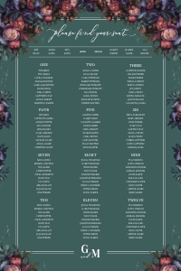 Baroque Peony - Table Plan - 20 x 30 in: Baroque Peony - Table Plan