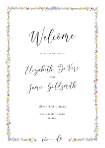 Meadow Blossom - Bordered Wedding Welcome Sign - A2 - 42 x 59.4 cm: Meadow Blossom - Bordered Wedding Welcome Sign