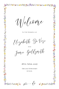 Meadow Blossom - Bordered Wedding Welcome Sign - 24 x 36 in: Meadow Blossom - Bordered Wedding Welcome Sign