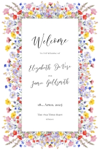 Meadow Blossom - Wedding Welcome Sign - 24 x 36 in: Meadow Blossom - Large Wedding Welcome Sign