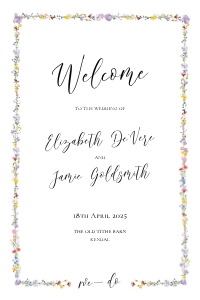 Meadow Blossom - Bordered Welcome Sign - 20 x 30 in: Meadow Blossom - Bordered Wedding Welcome Sign