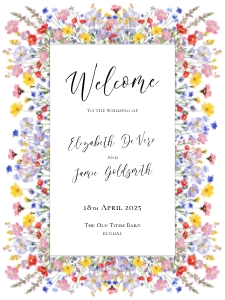 Meadow Blossom - Wedding Welcome Sign - 18 x 24 in: Meadow Blossom - Large Wedding Welcome Sign