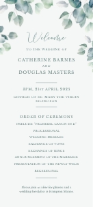 Eucalyptus Elegance - Slim Wedding Program - VistaPrint 9.5 x 21 cm: Eucalyptus Elegance - Slim Wedding Program