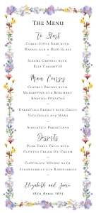 Meadow Blossom - Wedding Menu - VistaPrint - 9.5 x 21 cm: Meadow Blossom - Slim Wedding Menu