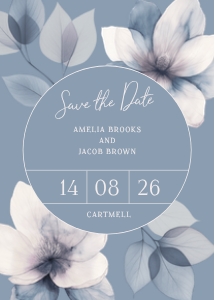 Ethereal Bloom - 5x7 Save the Date - Circle - Blue: Ethereal Bloom - Circle Save the Date - 5x7