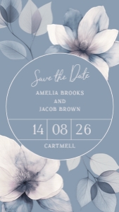Ethereal Bloom - Evite Smartphone Save the Date - Circle - Blue: Ethereal Bloom - Circle Save the Date E-Vite