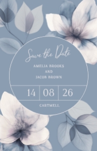 Ethereal Bloom - VistaPrint "5x7" Save the Date - Circle - Blue: Ethereal Bloom - Circle Save the Date - 5x7