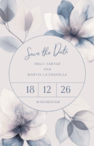 Ethereal Bloom - VistaPrint "5x7" Save the Date - Circle - Ivory: Ethereal Bloom - Circle Save the Date - 5x7