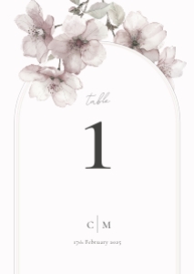 Blossom Serenade - Small A6 Wedding Table Number - Softest Pink: Blossom Serenade - Wedding Table Number