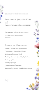 Meadow Blossom - "Rack Card" Wedding Program - 3.67x8.5 in: Meadow Blossom - Slim Wedding Program
