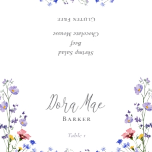 Meadow Blossom - 9 x 4.5 cm Folded Wedding Place Card: Meadow Blossom - Place Card