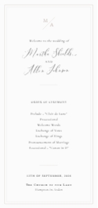 Essence - DL (ISO) Tea-Length Program - Off White and Neutral: Essence Collection - Tea Length Classic Wedding Program Template