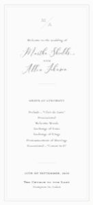 Essence - VistaPrint "DL" Tea-Length Program (9.5x21cm)) - Off White and Neutral: Essence Collection - Tea Length Classic Wedding Program Template