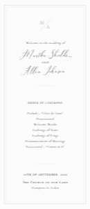 Essence - "Rack Card" (3.67x8.5") Tea-Length Program - Off White and Neutral: Essence Collection - Tea Length Classic Wedding Program Template