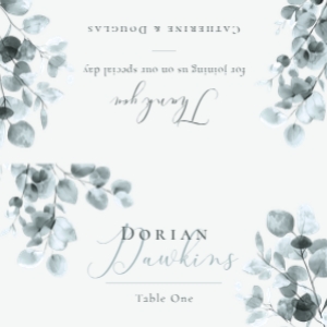 Breath Between - 4.5x9cm Folded Place Card: Breath Between - Wedding Place Card
