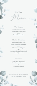Breath Between - Rack Card (3.67 x 8.5) Wedding Menu: Breath Between - Tea Length Wedding Menu
