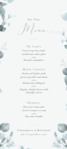 Breath Between - VistaPrint "DL" (9.5x21 cm) Wedding Menu: Breath Between - Tea Length Wedding Menu
