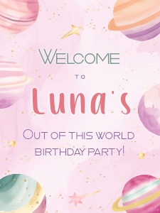 Welcome Sign: 18"x 24" - Galaxy Girl: Galaxy Girl Collection Bundle