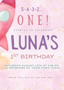 Invitation: 5"x7" - She's Out of This World (2): She's Out of This World Invitations