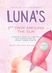 Invitation: 5"x7" - She's Out of This World (3): She's Out of This World Invitations