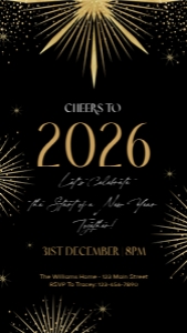 Mobile Invitation: NYE: New Years Eve Midnight in Gold Digital Download Bundle