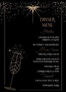 Food Menu: 5"x7" - NYE: New Years Eve Midnight in Gold Digital Download Bundle