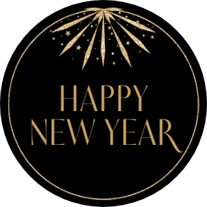 Favor Tags: Round 2"x 2" - NYE: New Years Eve Midnight in Gold Digital Download Bundle