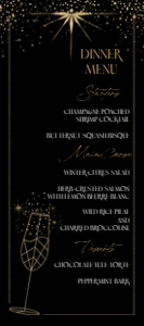 Food Menu: 4"x9" - NYE: New Years Eve Midnight in Gold Digital Download Bundle