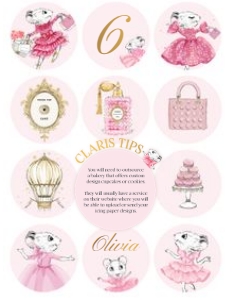 Icing Paper Designs – 2.5in and 2in: Claris Food Bundle