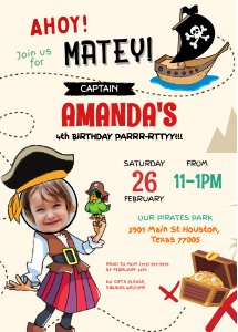 Printable: Pirate Birthday Invitations design preview