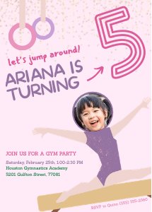 Printable: Gymnastics Birthday Invitation design preview
