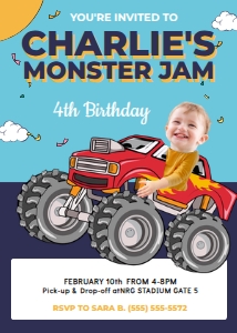 Printable: Monster Jam Birthday Invitation design preview
