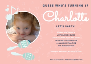 Printable: Music Themed Birthday Invitation design preview