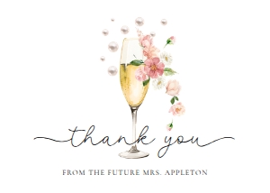 floral pearls & prosecco thank you card: floral pp thank you card
