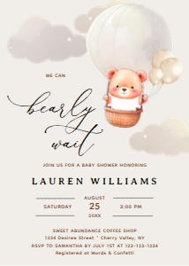 WE CAN BEARLY WAIT invitation design preview
