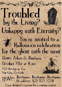 Troubled By The Living? Invitation design preview