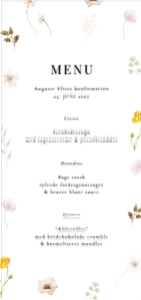 Auguste Konfirmation Menukort design preview